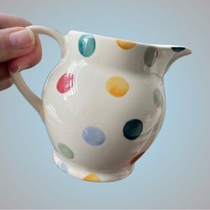 Emma Bridgewater multicolor polka dot pottery creamer England